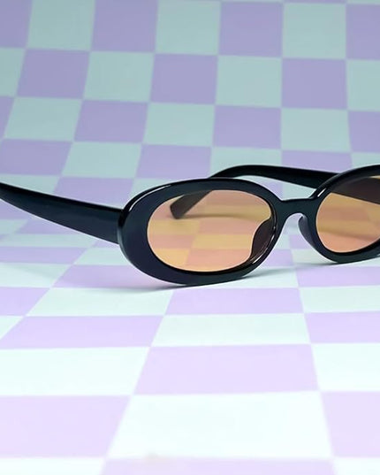 90s Sunglasses for Women Men Retro Small Oval Sunglasses