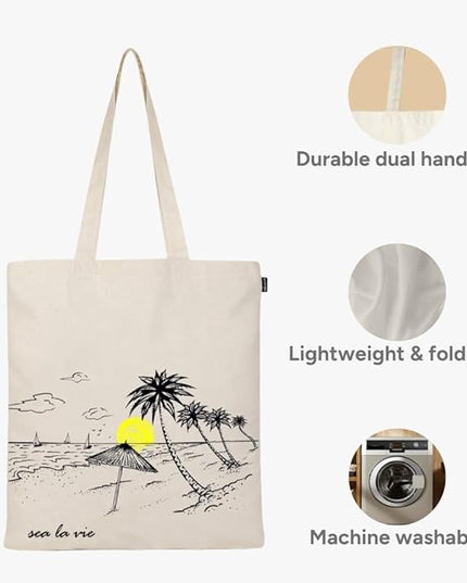Eco Right Tote Bag for Women, Reusable Grocery Bag, Canvas Tote Bag for Shopping, Cotton Bag for Daily Use, Gifts for Women