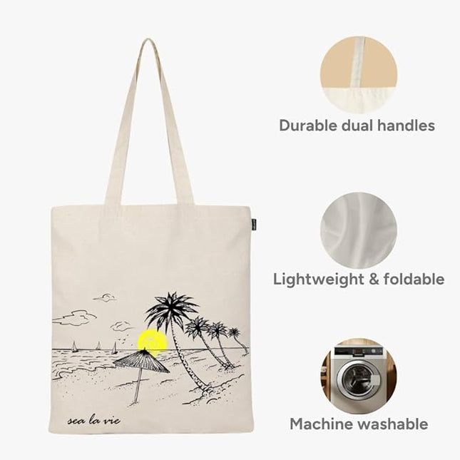 Eco Right Tote Bag for Women, Reusable Grocery Bag, Canvas Tote Bag for Shopping, Cotton Bag for Daily Use, Gifts for Women