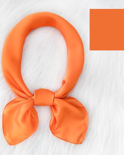 CHUNG Women's Square Satin Scarf 27.5" Bandanas Solid 50s Retro Neck Scarves Emulation Silk Handbag Hair Ribbons Necktie