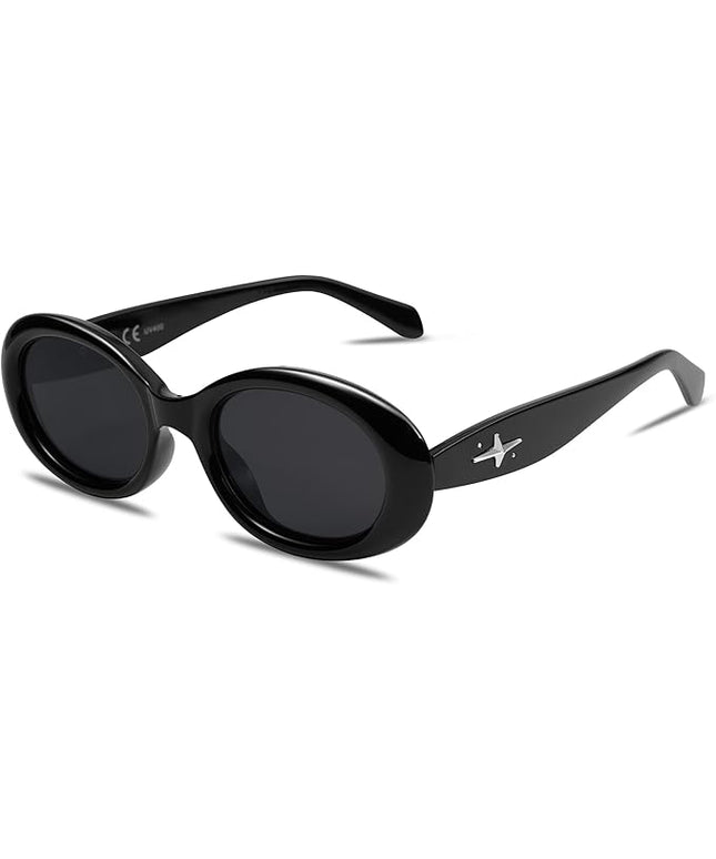 SOJOS Small Retro Oval Polarized Sunglasses for Women Men 90s Vintage UV400 Protection Tiny Sun Glasses SJ2286