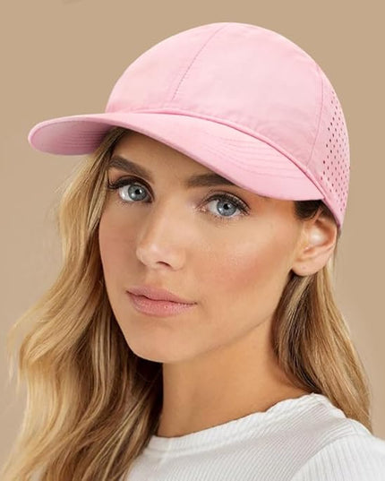 Xinveen Quick Dry Baseball Cap Curved Brim Snapback Hat Laser Cut Mesh Ball Cap Golf Ball Cap for Men Women