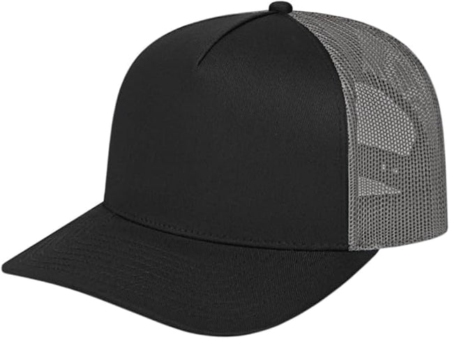 Cap America i3039 Classic 5 Panel Mid Profile Structured Trucker Mesh Back Cap w/ & Adjustable Snapback