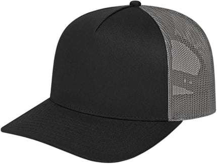 Cap America i3039 Classic 5 Panel Mid Profile Structured Trucker Mesh Back Cap w/ & Adjustable Snapback