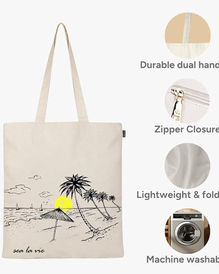Eco Right Tote Bag for Women, Reusable Grocery Bag, Canvas Tote Bag for Shopping, Cotton Bag for Daily Use, Gifts for Women
