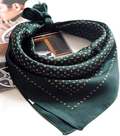 ANDANTINO 100% Real Mulberry Silk Scarf -21'' x 21''- Lightweight Neckerchief –Women Men Small Square Digital Printed Scarves