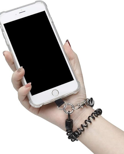 Doormoon Phone Lanyard Tether with Patch*2, Carabiner*1, Bottle Opener Carabiner*1, Stretchy iPhone Lanyard Anti Theft Phone Strap for Anti-Drop Outdoor Compatible for iPhone Most Smartphones, Black