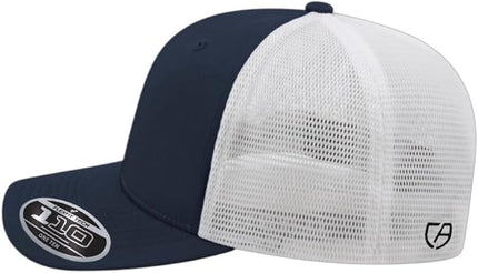 Cap America i8502 Flexfit 110 Premium Mid Profile 6-Panel Mesh Back Trucker Cap Hat w/UV Guard & Adjustable Snapback