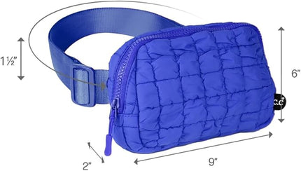 C.C Quilted Puffer Fanny Pack For Women Unisex - Daily Waist Crossbody Belt bag With Adjustable Strap (Cobalt Blue)