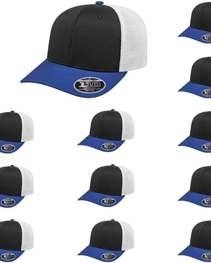 Cap America i8502 Flexfit 110 Premium Mid Profile 6-Panel Mesh Back Trucker Cap Hat w/UV Guard & Adjustable Snapback