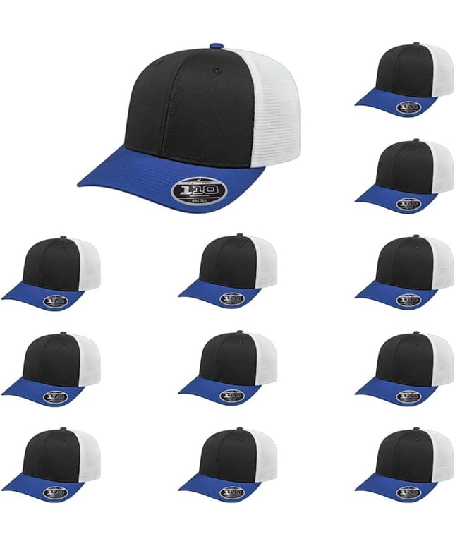 Cap America i8502 Flexfit 110 Premium Mid Profile 6-Panel Mesh Back Trucker Cap Hat w/UV Guard & Adjustable Snapback