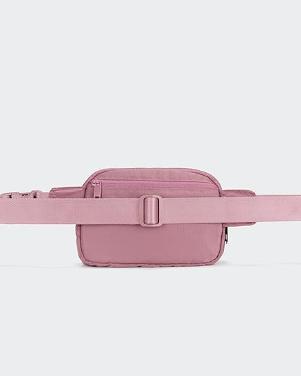 Pander Everywhere Belt Bag for Women, 5 Zipper Pockets Nylon Crossbody Fanny Pack Purse (Dune Pink)