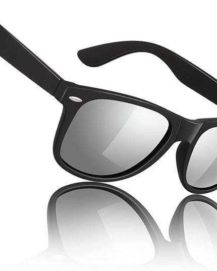 Sunier Polarized Sunglasses for Men and Women, Retro Square Matte Finish UV400 Protection Shades for Driving, Fishing