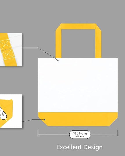 TOPDesign 3-Pack Super Strong Large 12oz Cotton Canvas Tote Bags, Reusable Grocery Shopping Cloth Bags, Fashionable Two-Tone Totes for Crafts, DIY Your Creative Designs