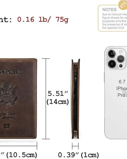CONTACTS Full Grain Leather Airtag Passport Holder RFID Blocking Travel Passport Wallet Slim Passport Cover Case with 4 Card Slots, Coin Pocket with Badge