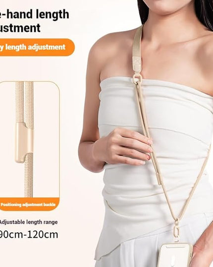 Phone Lanyard Premium Cell Phone Strap Crossbody with Stainless Steel Tether Tab Wide Comfort Strap with Adjustable Zinc Alloy Buckle Anti-Loss Universal for All Phones Keys Cards Travel Outdoor Beige