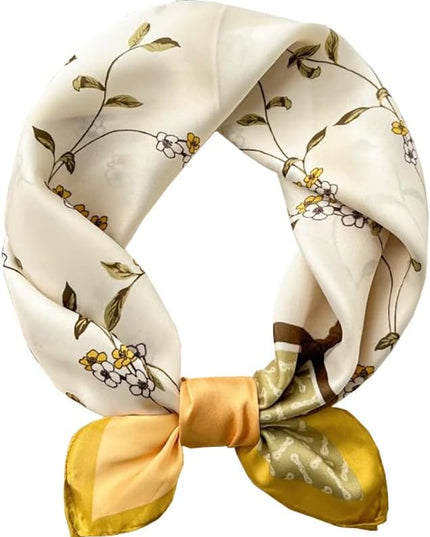ANDANTINO 100% Mulberry Silk Scarf -21” Lightweight Square Neckerchief – Breathable Digital Printed Scarves with Gift Packed