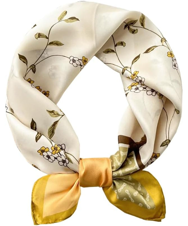 ANDANTINO 100% Mulberry Silk Scarf -21” Lightweight Square Neckerchief – Breathable Digital Printed Scarves with Gift Packed