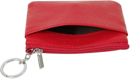 Women's Genuine Leather Coin Purse Mini Pouch Change Wallet with Keychain