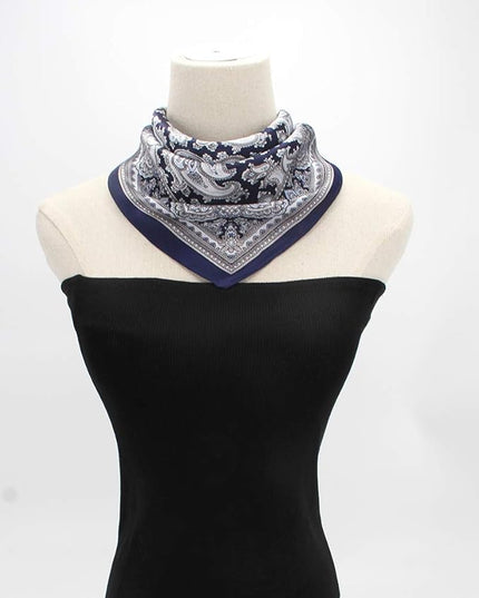 ANDANTINO 100% Real Mulberry Silk Scarf -21'' x 21''- Lightweight Neckerchief –Women Men Small Square Digital Printed Scarves