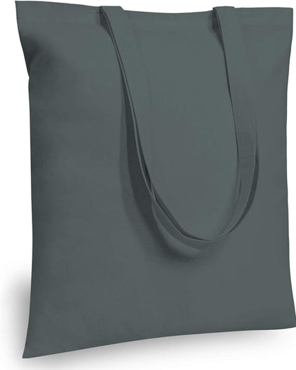 TOPDesign 12-Pack Economical 16"x15" Grey Cotton Tote Bag, Lightweight Medium Reusable Grocery Shopping Cloth Bags, Suitable for DIY, Advertising, Promotion, Gift, Activity