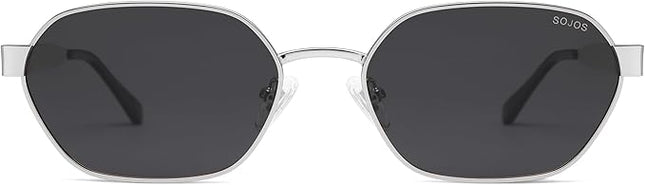 SOJOS Trendy Polarized Hexagon Sunglasses for Women Men, UV400 Retro Rectangle Shades SJ1238