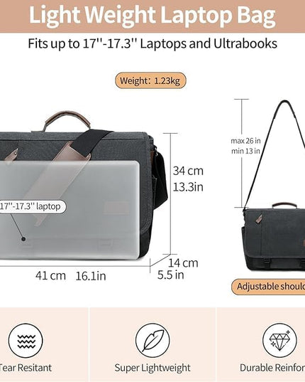 Canvas Messenger Bag for Men Waterproof Business Bags for Men Vintage Canvas Laptop Bag