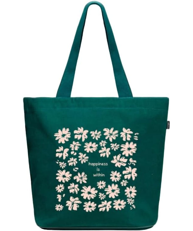 Ecoright Aesthetic Canvas Tote Bag for Women Large Zipper Tote Bags with Pocket, Womens Tote Bag for Yoga, Work, Beach