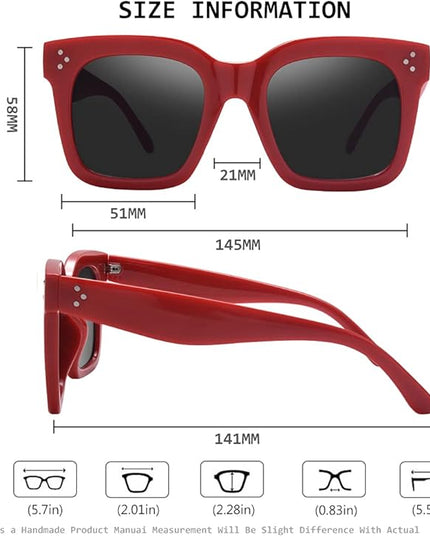 Vintage Women Oversized Sunglasses Designer Luxury Square Sun Glasses UV400 Protection Flat Lens