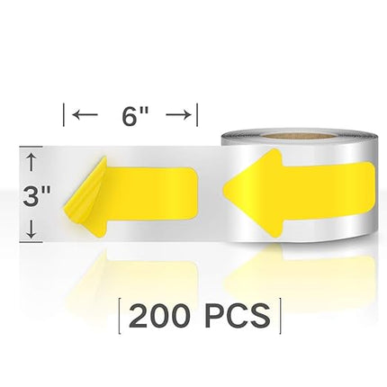 Arrow Floor Sticker Tape 3"6" Floor Marking Sign 200 PCS Decal Yellow