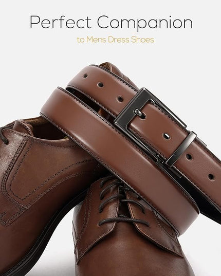 CHAOREN Reversible Belt Men 1 Piece - 1.25" Leather Dress Belt - Trim to Fit for Elegant Style