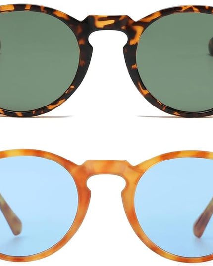Gleyemor Vintage Polarized Sunglasses for Men Round Sunglasses UV400 Protection Retro Hand-crafted Acetate Frame