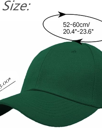Glory Max Plain Baseball Cap Hook & Loop Strap Adjustable Solid Blank Curved Visor Hat
