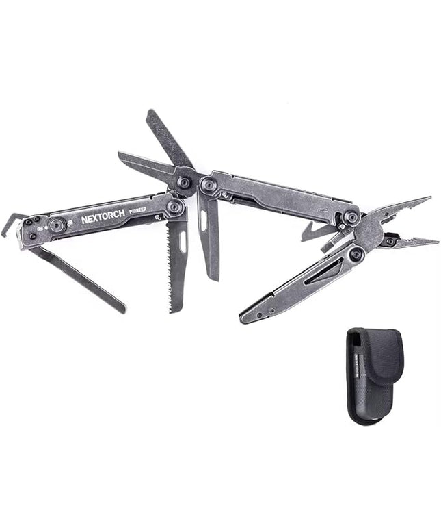 NEXTORCH PIONEER 14-IN-1 Multi-tools Full-Size,Versatile Multi-tool Set with Scissors Needle Nose Pliers Pocket Clip Multi-tool (STONE WASHED FINISH)