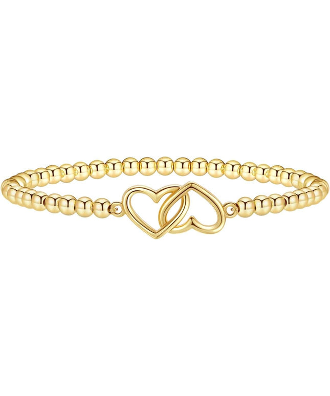 Gold Bracelets for Women 14K Gold Beaded Bracelets Stackable Bracelets for Women Gold Charm Bracelet Non Tarnish Gold Jewelry for Women Trendy