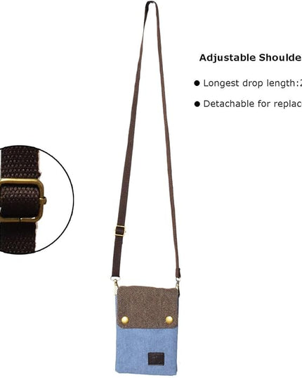 Women's Small Crossbody Bags Canvas Cellphone Purse Coin Pouch Wallet Mini Shoulder Handbags Wristlet Clutch