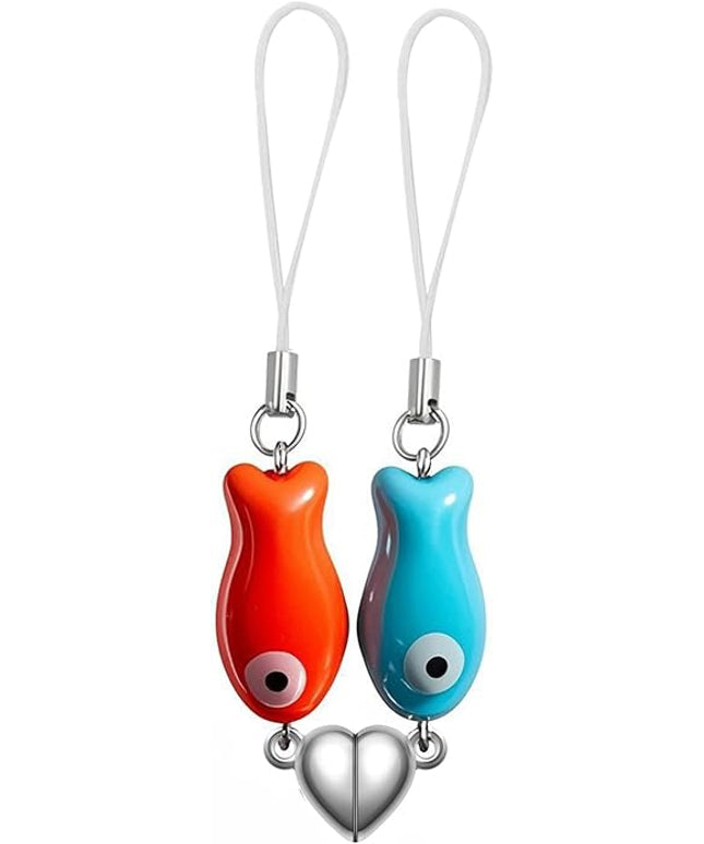 Agromusk Matching Phone Charms,Cute Ceramic Fish Matchaing Keychains Heart Strap Matching Couples Stuff Valentines Day Gifts
