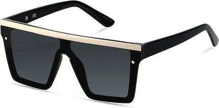 LYZOIT Square Oversized Sunglasses for Women Men Big Flat Top Fashion Shield Large UV Protection Rimless Shades