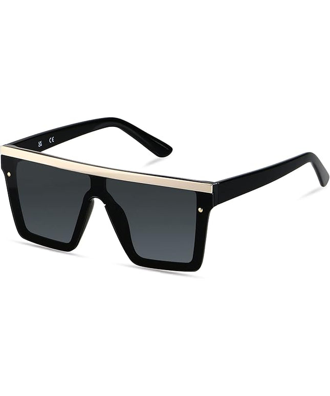 LYZOIT Square Oversized Sunglasses for Women Men Big Flat Top Fashion Shield Large UV Protection Rimless Shades