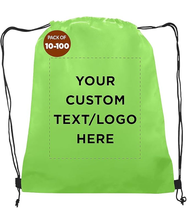 DISCOUNT PROMOS Custom Non-Woven Drawstring Backpacks Set of 10/50/100, Personalized Bulk Pack
