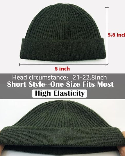 Fisherman Beanie Hats for Men Women,Wool Knit Trawler Skull Cap,Watch Cap,Spring Fall Winter Warm Short Hats