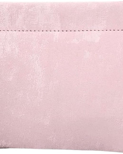 Satin Mini Pouch – Genuine Leather Small Makeup Bag, Travel Jewelry Organizer, Soft Cosmetic Pouch, Coin Purse, Gift Box and Dust Bag Included (Pink)