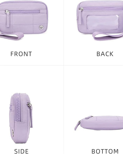 WESTBRONCO Wristlet Wallets for Women Nylon Quilted RFID Wallet with 3 Zipper Purse for Travel