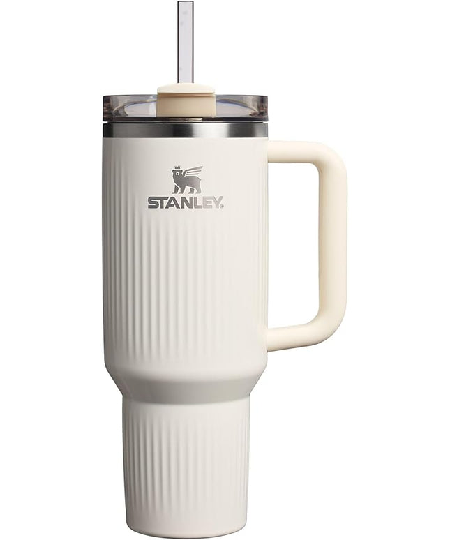 STANLEY Quencher H2.0 Tumbler with Handle and Straw 40 oz | Flowstate 3-Position Lid | Cup Holder Compatible for Travel | Insulated Stainless Steel Cup | BPA-Free | Fluted Cream Gloss