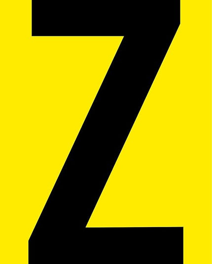 Mighty Line Z Letter Alphabet Die Cut Location Markers, Large Decal Stickers for Pallet and Machinery Marking, Heavy-Duty, Peel and Stick Adhesive, Industrial Quality, 6"x10", Pack of 10, Yellow