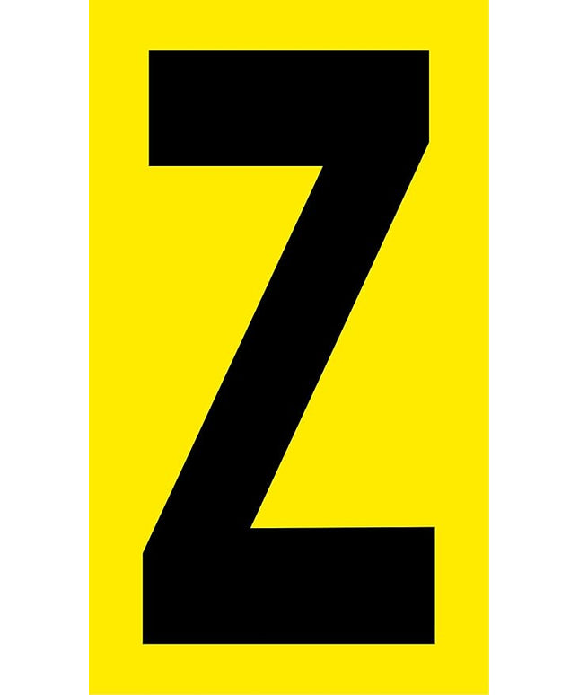 Mighty Line Z Letter Alphabet Die Cut Location Markers, Large Decal Stickers for Pallet and Machinery Marking, Heavy-Duty, Peel and Stick Adhesive, Industrial Quality, 6"x10", Pack of 10, Yellow