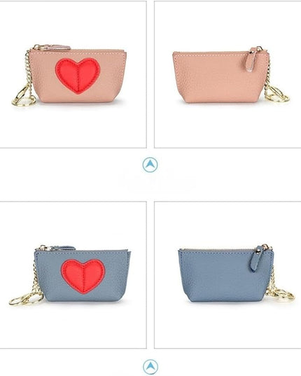 ZYLOXAR Genuine Leather Wallet Soft Coin Purse with Keychain Small Zipper Pouch for Women (Pink)