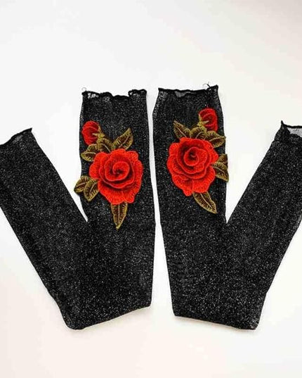 Specell Embroidered Flowers Lace Fingerless Gloves - for Bridal Wedding Cocktail Tea Party Evening Prom Costumes Cosplay
