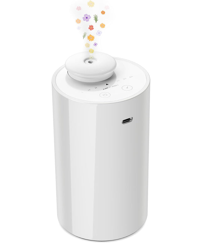 Airversa Waterless Diffuser for Essential Oil, Car Diffsuer, Battery Operated Nebulizer, 0.7 Fl Oz/ 20mL, Mini Scent Air Machine, 3 Timers & 3 Mist Levels for Home, Room, Car, Office - AN6 Cooo Gray