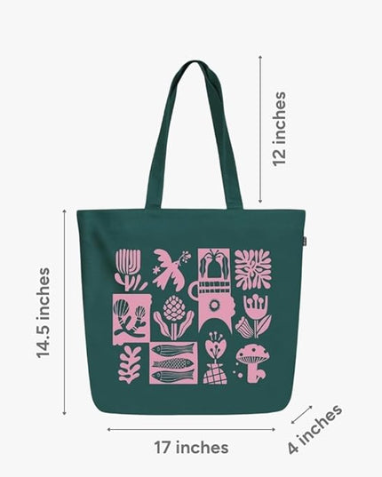 Ecoright Aesthetic Canvas Tote Bag for Women Large Zipper Tote Bags with Pocket, Womens Tote Bag for Yoga, Work, Beach